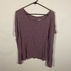 American Eagle Maroon&White Stripe Flowy Top Size XS/S